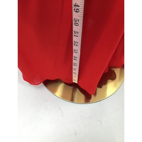 MOTHER OF THE BRIDE SZ 10 L Red Embroidered Draped Lace Up Maxi Dress NEW B160 - Picture 3 of 8